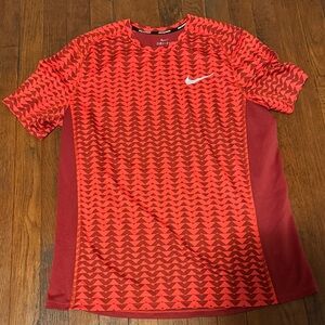 Nike Orange Geometric Dri-FIT Top Large-Running Dri-Fit